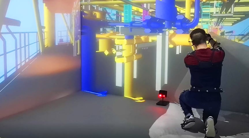 engineer-wearing-a-bodytracking-suit-and-working-in-an-immersive-room-without-cybersockness